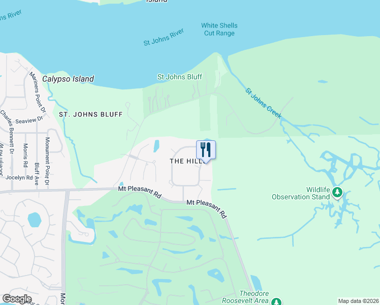 map of restaurants, bars, coffee shops, grocery stores, and more near 12711 Hidden Circle North in Jacksonville