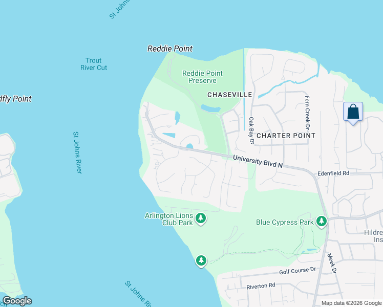 map of restaurants, bars, coffee shops, grocery stores, and more near 5080 Toproyal Lane in Jacksonville