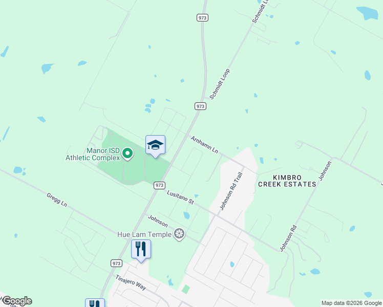 map of restaurants, bars, coffee shops, grocery stores, and more near 14605-14929 Farm to Market 973 in Manor