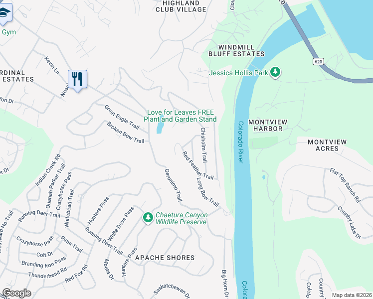 map of restaurants, bars, coffee shops, grocery stores, and more near 14318 Red Feather Trail in Austin