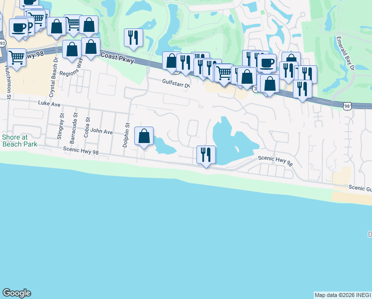 map of restaurants, bars, coffee shops, grocery stores, and more near 4648 Paradise Isles in Destin