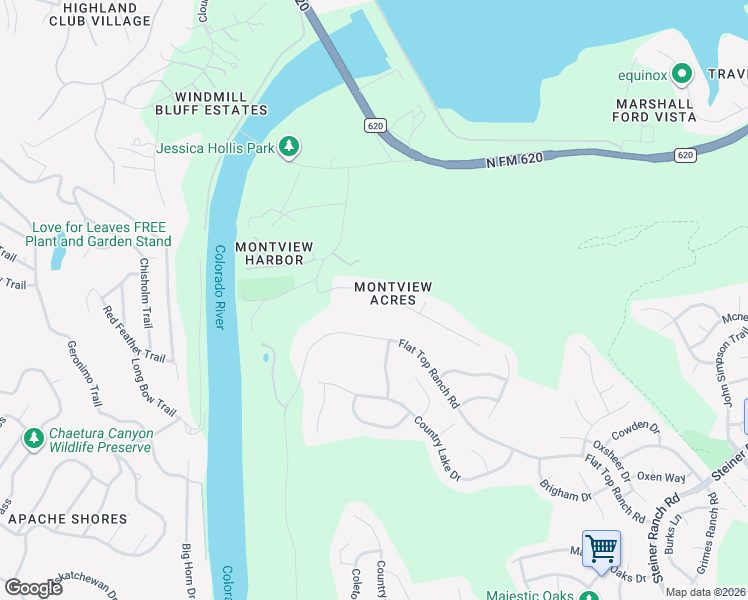 map of restaurants, bars, coffee shops, grocery stores, and more near 13609 Montview Dr in Austin