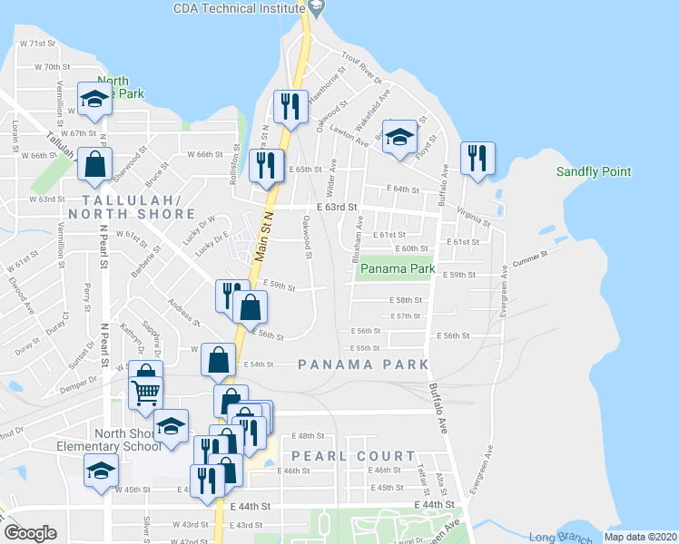 map of restaurants, bars, coffee shops, grocery stores, and more near 6936 Bloxham Avenue in Jacksonville