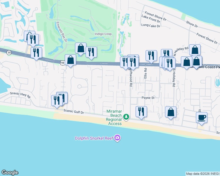map of restaurants, bars, coffee shops, grocery stores, and more near 23 Alcolon Cove in Destin