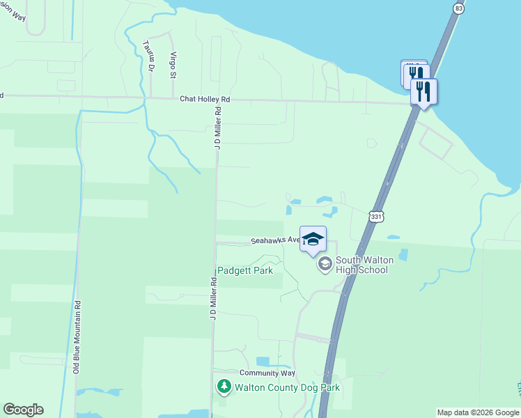 map of restaurants, bars, coffee shops, grocery stores, and more near 65 Crossing Lane in Santa Rosa Beach