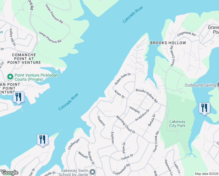 map of restaurants, bars, coffee shops, grocery stores, and more near 112 Edgewater Cove in Lakeway