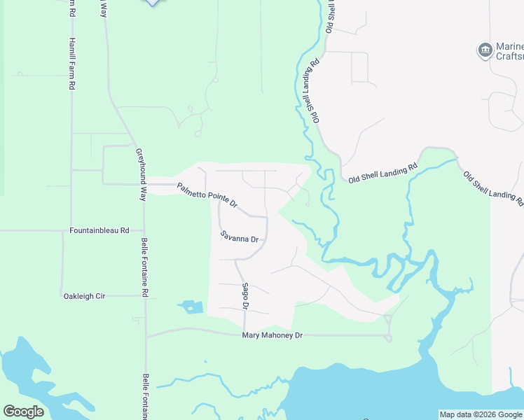 map of restaurants, bars, coffee shops, grocery stores, and more near 6204 Savanna Drive in Ocean Springs