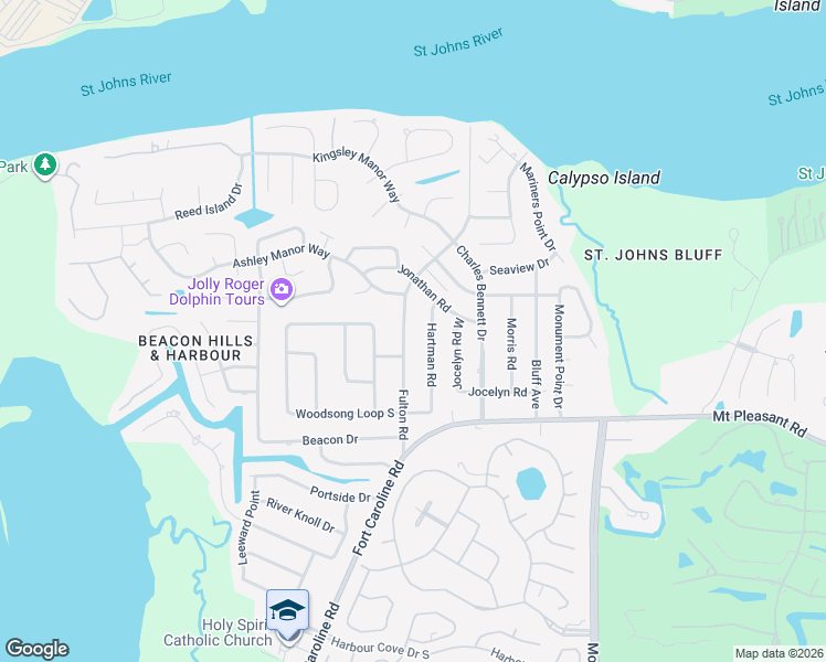 map of restaurants, bars, coffee shops, grocery stores, and more near 4633 Fulton Road in Jacksonville