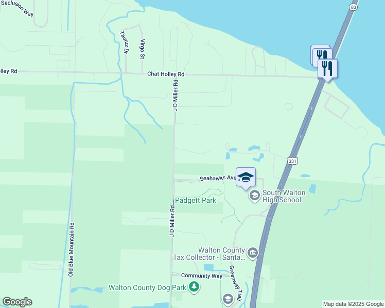 map of restaurants, bars, coffee shops, grocery stores, and more near 65 Crossing Lane in Santa Rosa Beach