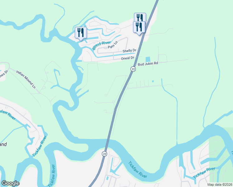 map of restaurants, bars, coffee shops, grocery stores, and more near 21446 Yellow Fin Drive in Springfield