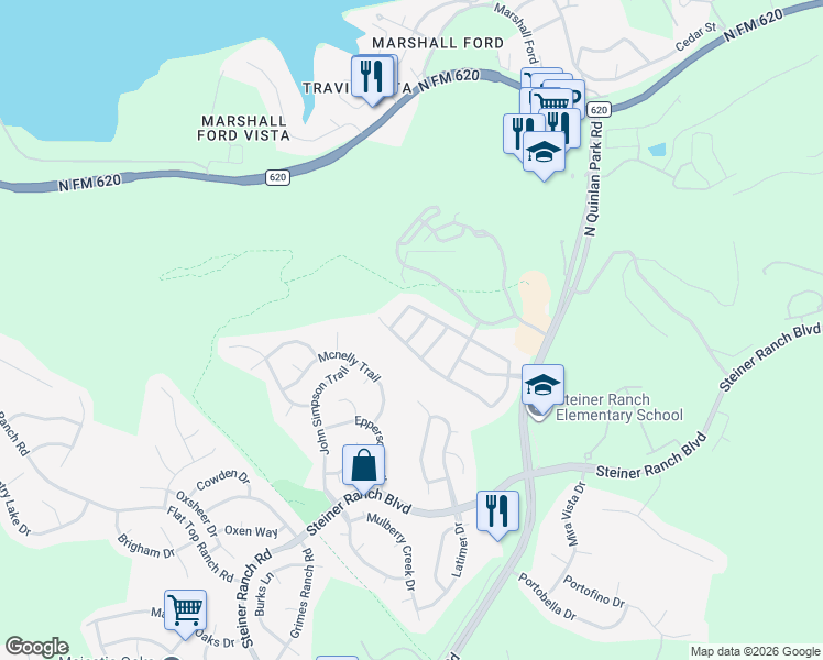 map of restaurants, bars, coffee shops, grocery stores, and more near 4108 Seldalia Trail in Austin