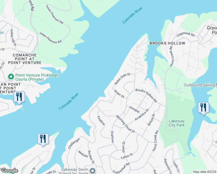 map of restaurants, bars, coffee shops, grocery stores, and more near 112 Edgewater Cove in Lakeway