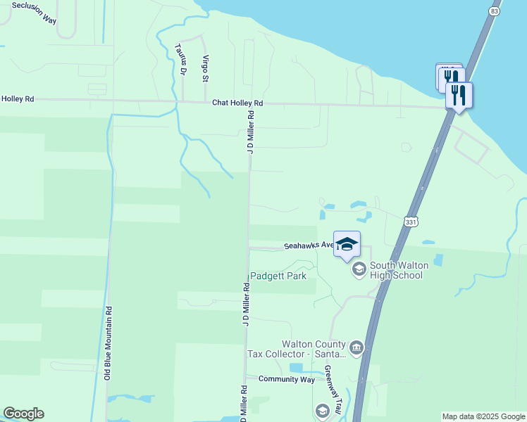 map of restaurants, bars, coffee shops, grocery stores, and more near 65 Crossing Lane in Santa Rosa Beach