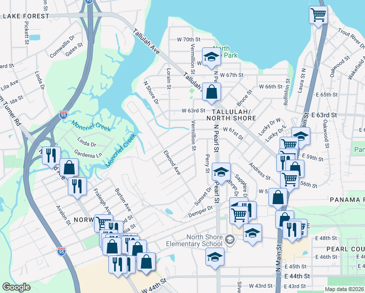 map of restaurants, bars, coffee shops, grocery stores, and more near 439 West 60th Street in Jacksonville