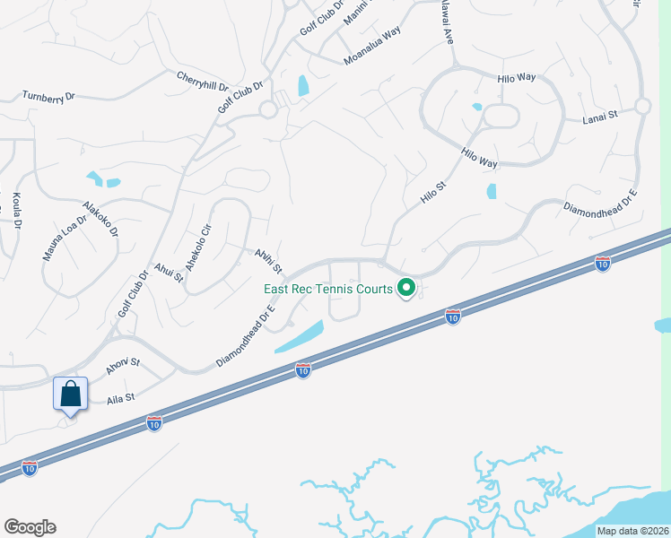 map of restaurants, bars, coffee shops, grocery stores, and more near 67166 Diamondhead Drive East in Diamondhead
