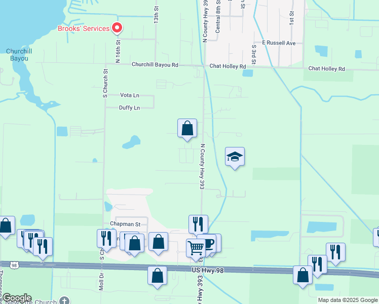 map of restaurants, bars, coffee shops, grocery stores, and more near 16-B Clara Lane in Santa Rosa Beach