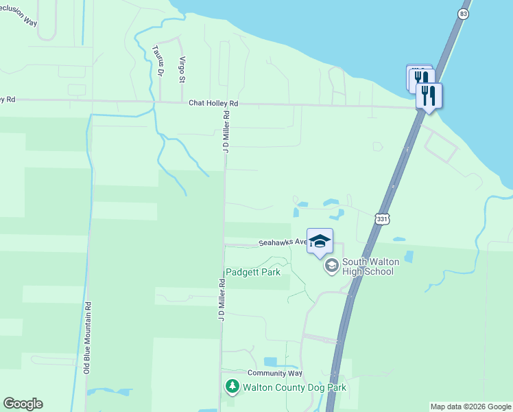 map of restaurants, bars, coffee shops, grocery stores, and more near 65 Crossing Lane in Santa Rosa Beach