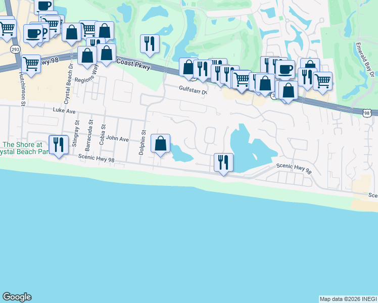 map of restaurants, bars, coffee shops, grocery stores, and more near 4636 Sunset Pointe in Destin