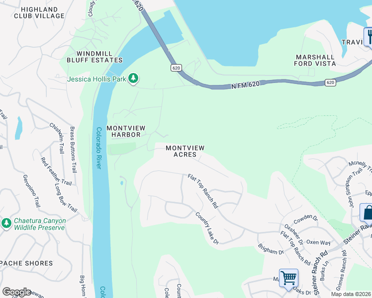 map of restaurants, bars, coffee shops, grocery stores, and more near 13604 Montview Drive in Austin
