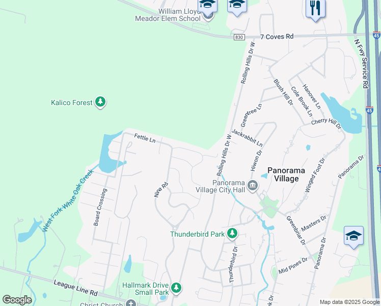 map of restaurants, bars, coffee shops, grocery stores, and more near 7628 Square Garden Lane in Conroe
