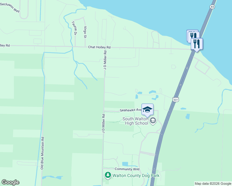 map of restaurants, bars, coffee shops, grocery stores, and more near 65 Crossing Lane in Santa Rosa Beach