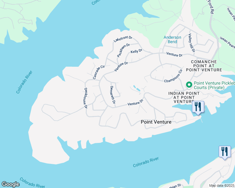 map of restaurants, bars, coffee shops, grocery stores, and more near 18803 Hogan Circle in Lago Vista