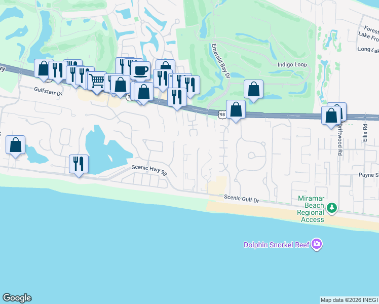 map of restaurants, bars, coffee shops, grocery stores, and more near 76 Terra Cotta Way in Destin
