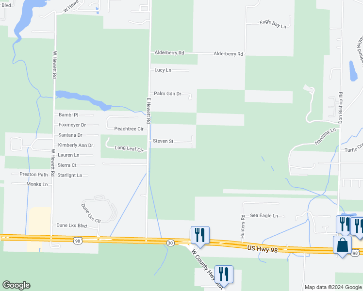 map of restaurants, bars, coffee shops, grocery stores, and more near 9 Steven Street in Santa Rosa Beach