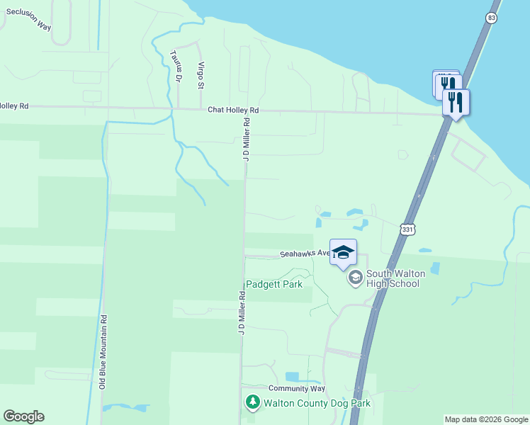 map of restaurants, bars, coffee shops, grocery stores, and more near 65 Crossing Lane in Santa Rosa Beach