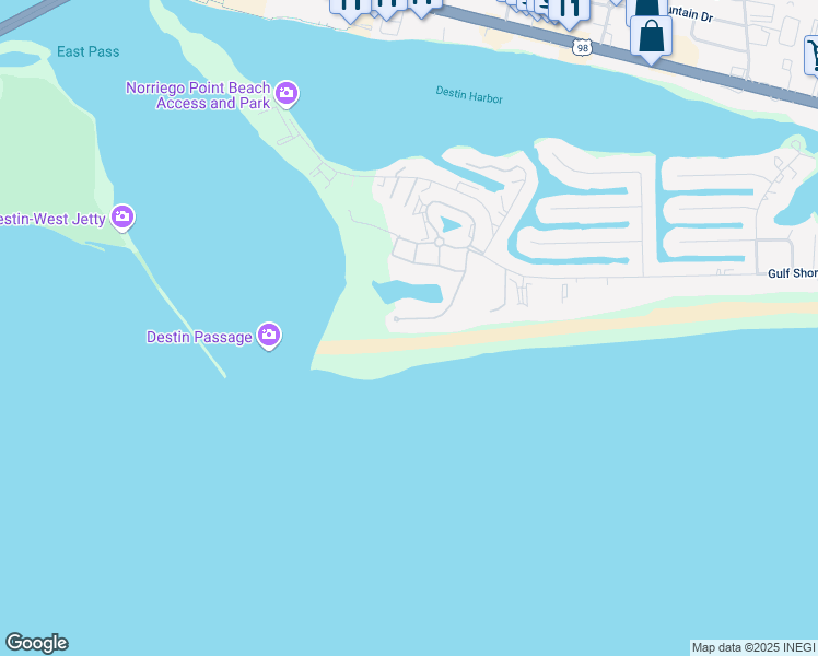 map of restaurants, bars, coffee shops, grocery stores, and more near 59 Lands End Drive in Destin