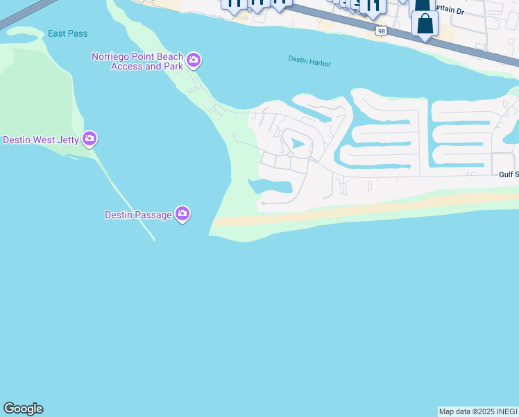 map of restaurants, bars, coffee shops, grocery stores, and more near 51 Lands End Drive in Destin