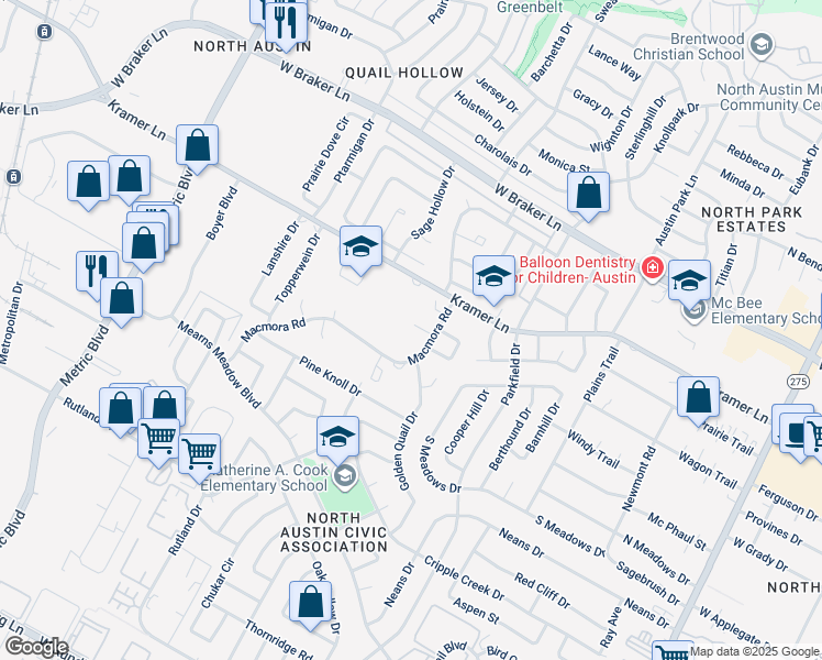 map of restaurants, bars, coffee shops, grocery stores, and more near in Austin