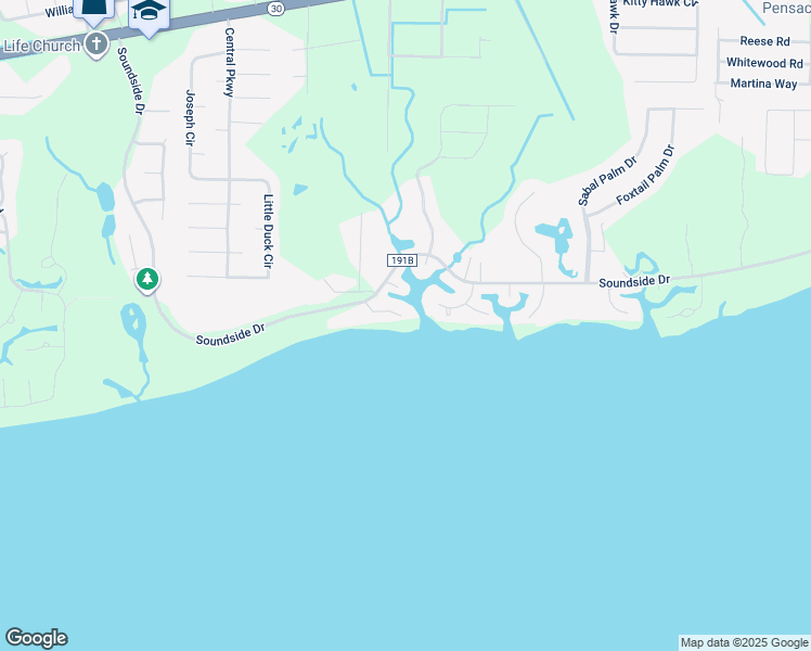 map of restaurants, bars, coffee shops, grocery stores, and more near 4519 Brickyard Bayou Road in Gulf Breeze