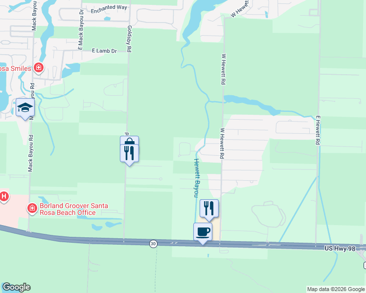 map of restaurants, bars, coffee shops, grocery stores, and more near 164 Stonegate Circle in Santa Rosa Beach
