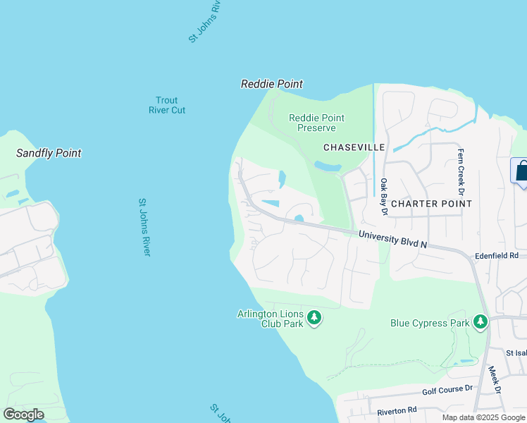 map of restaurants, bars, coffee shops, grocery stores, and more near 4698 University Boulevard North in Jacksonville