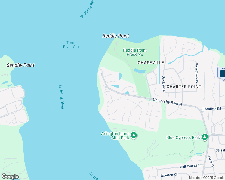 map of restaurants, bars, coffee shops, grocery stores, and more near 4698 University Boulevard North in Jacksonville