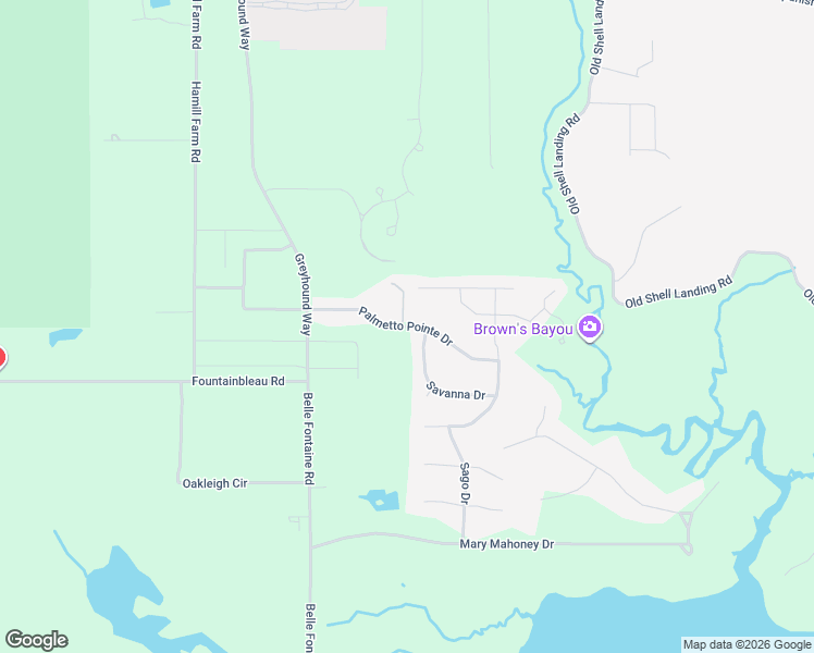 map of restaurants, bars, coffee shops, grocery stores, and more near Palmetto Pointe Drive in Ocean Springs