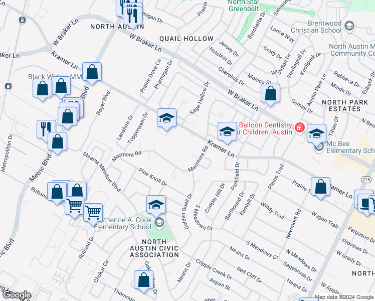 map of restaurants, bars, coffee shops, grocery stores, and more near in Austin