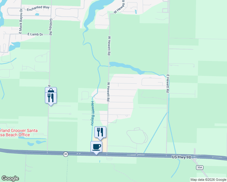 map of restaurants, bars, coffee shops, grocery stores, and more near 37 Santana Drive in Santa Rosa Beach