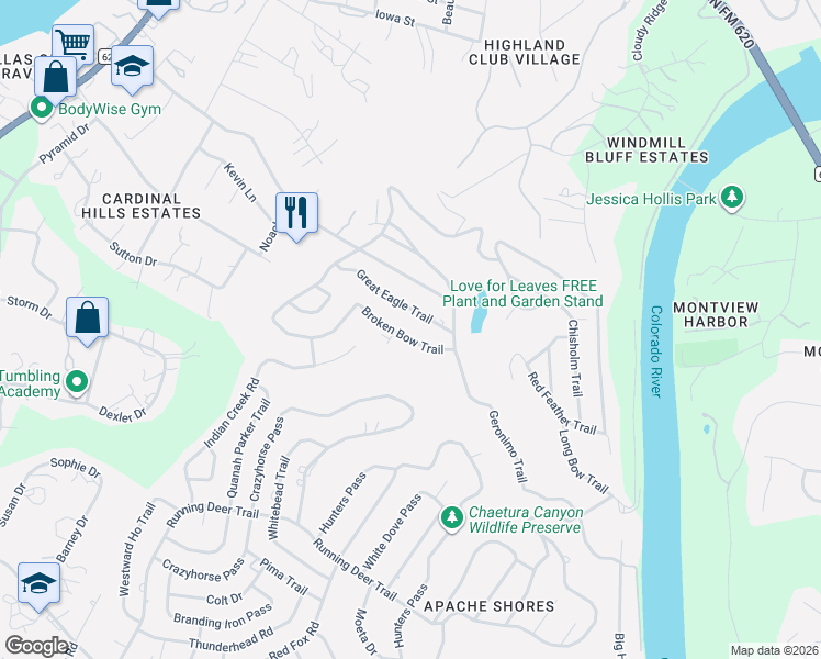 map of restaurants, bars, coffee shops, grocery stores, and more near 14609 Great Eagle Trail in Austin