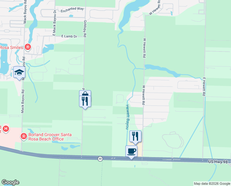 map of restaurants, bars, coffee shops, grocery stores, and more near 144 Stonegate Circle in Santa Rosa Beach