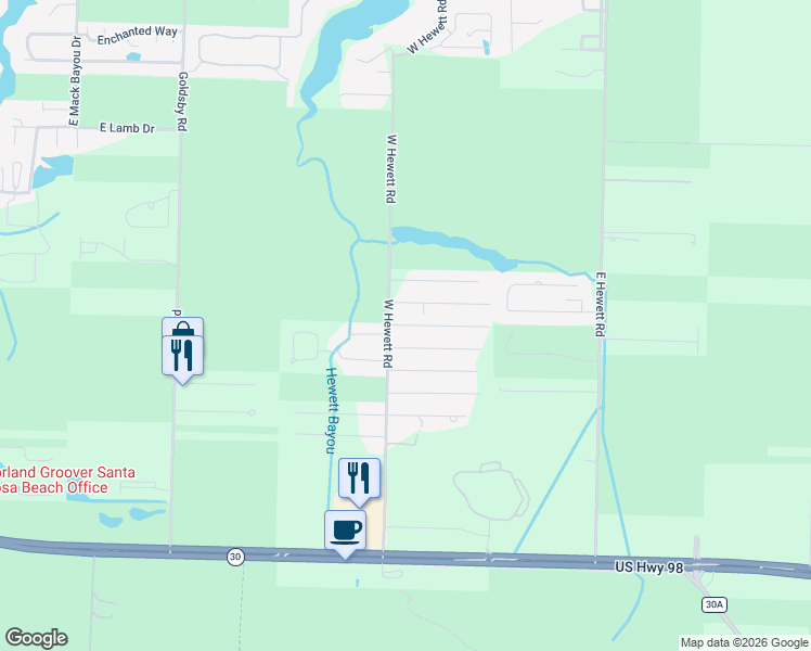 map of restaurants, bars, coffee shops, grocery stores, and more near 37 Santana Drive in Santa Rosa Beach