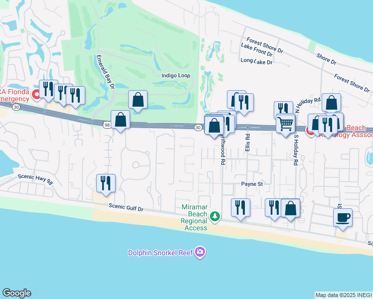 map of restaurants, bars, coffee shops, grocery stores, and more near 35 Sagris Cove in Destin