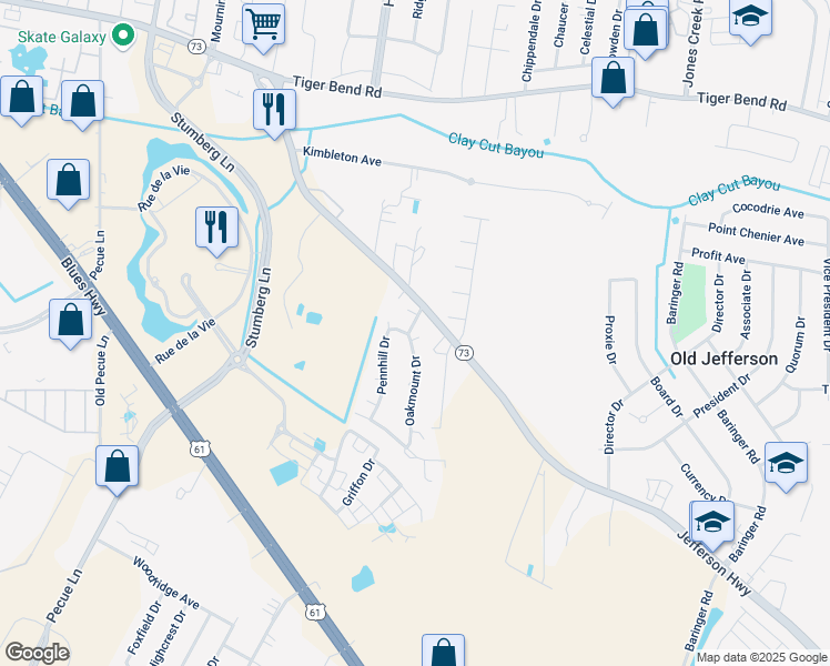map of restaurants, bars, coffee shops, grocery stores, and more near 7318 Briarplace Drive in Baton Rouge