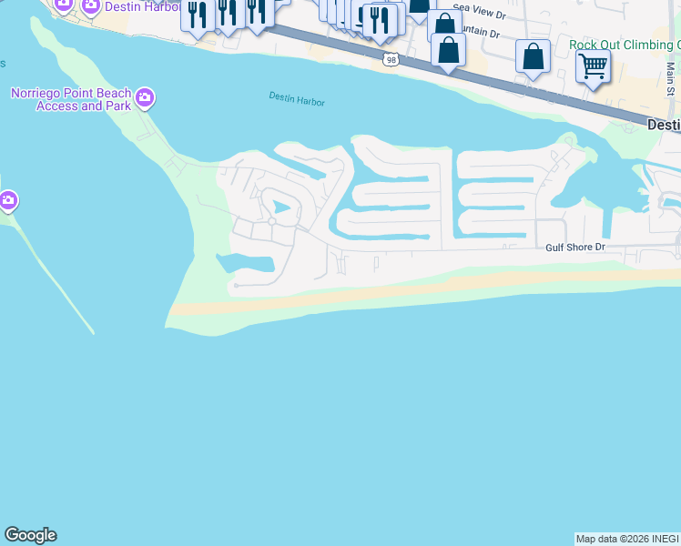 map of restaurants, bars, coffee shops, grocery stores, and more near 506 Gulf Shore Drive in Destin