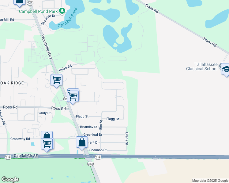 map of restaurants, bars, coffee shops, grocery stores, and more near 810 Annawood Drive in Tallahassee