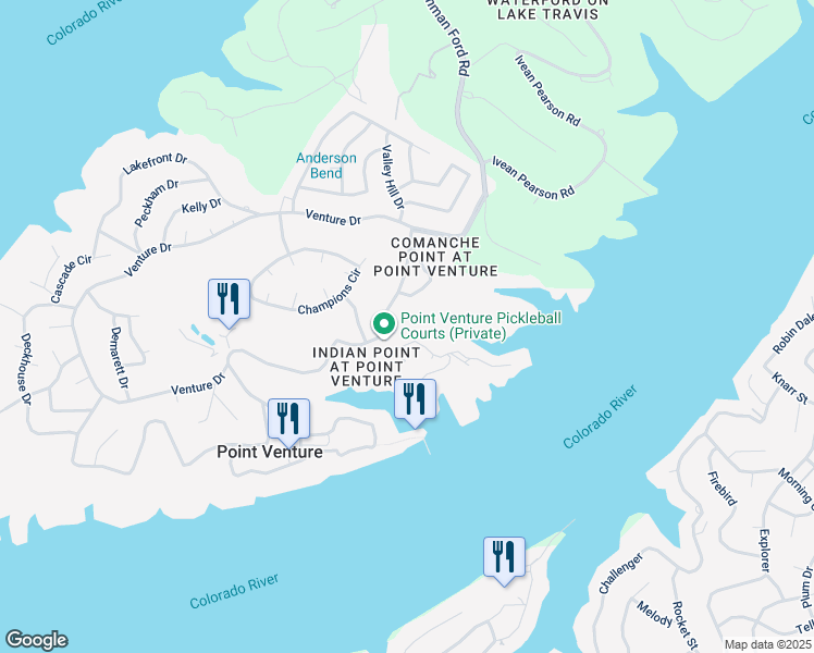 map of restaurants, bars, coffee shops, grocery stores, and more near 213 Venture Boulevard South in Leander