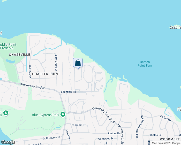 map of restaurants, bars, coffee shops, grocery stores, and more near 5745 East Tidewater Lakes Creek in Jacksonville