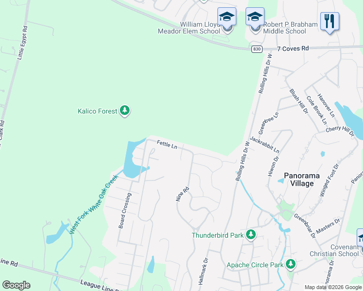 map of restaurants, bars, coffee shops, grocery stores, and more near 7583 Fettle Lane in Conroe