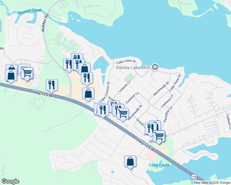 map of restaurants, bars, coffee shops, grocery stores, and more near 331 Leisure Lane in Montgomery
